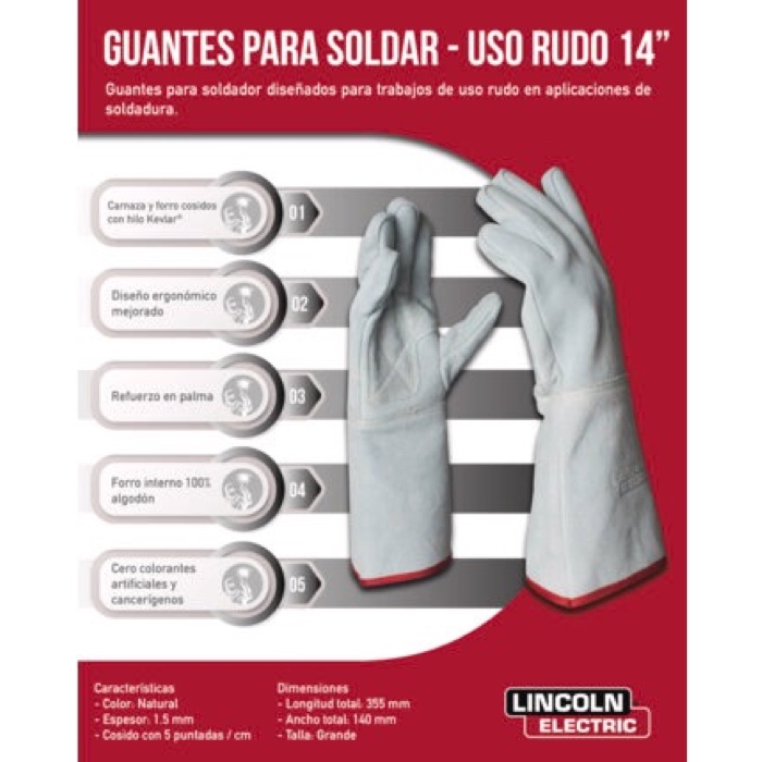 Guante Para Soldador Kevlar Uso Rudo 14” - Imagen 2